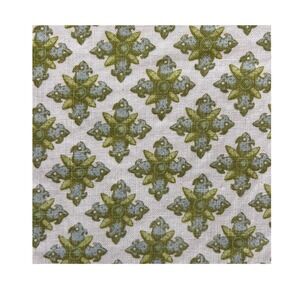 Raoul Textiles GRANADA Natural Linen Handprint Green‎ Blue Beige Fabric 1.75yd